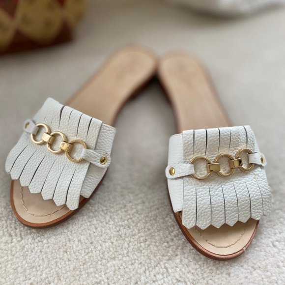 kate spade Shoes - Kate Spade Brie Metallic Chain Flat Slide Sandal